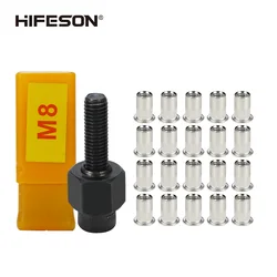 HIFESON Rivnut Tool Head Nuts Manual Riveter Hand Rivet Nut Tool with Stainless Steel Nuts For M3 M4 M5 M6 M8 M10