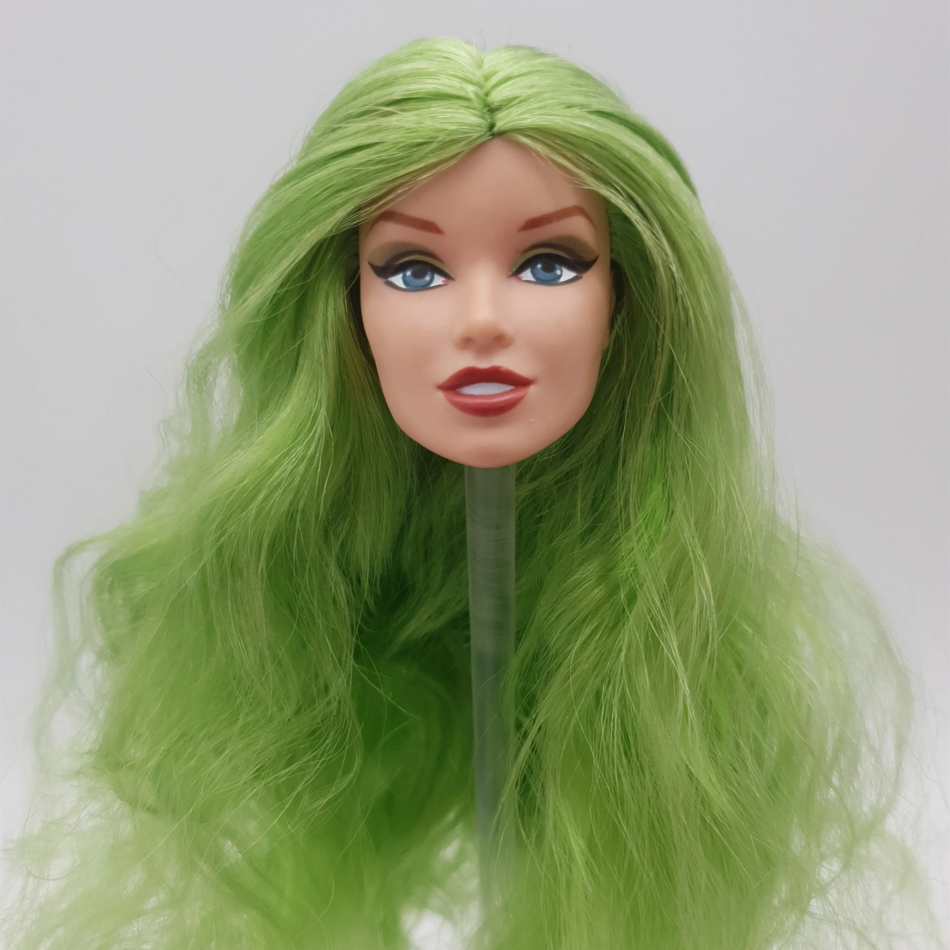 

Fashion Royalty Jerrica Jem And The Holograms Green Color Hair Rerooted 1/6 Scale Integrity Doll Head OOAK