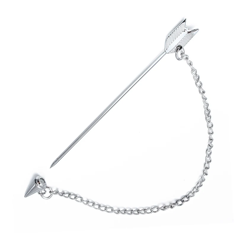 HAWSON Arrow Collar Pin for Mens Jewelry Lapel Pins Brooches with Chain Fashion Wedding Dress Accessories Brooch Chain Pin