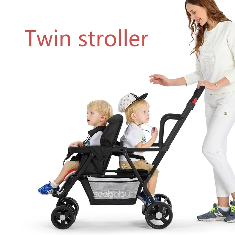 Twin Baby Stroller Travel System Second Child Double Stroller Child Trolley Pram Folding Light Can Sit Can Lying stroller Dolly