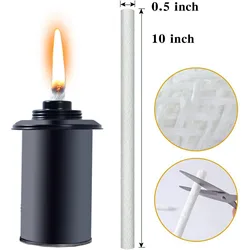 12pc Fiberglass Wicks for Tiki Torch Candle Wine Bottle Replacement Oil Lamp