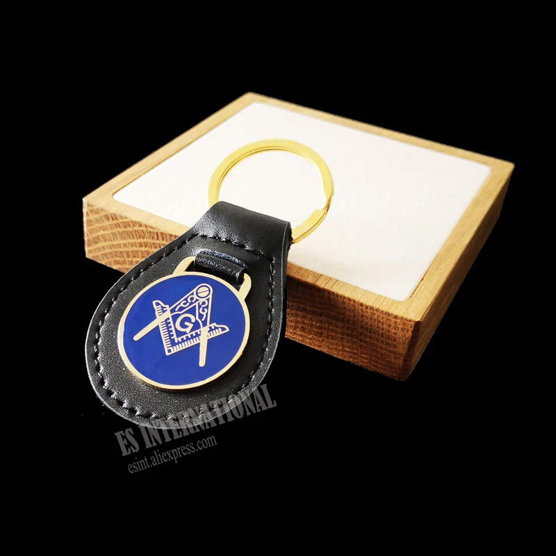 Masonic Key Chain Blue \'Compass and Square G\' Badge Mason Freemason Exquisite Accessories Key Ring