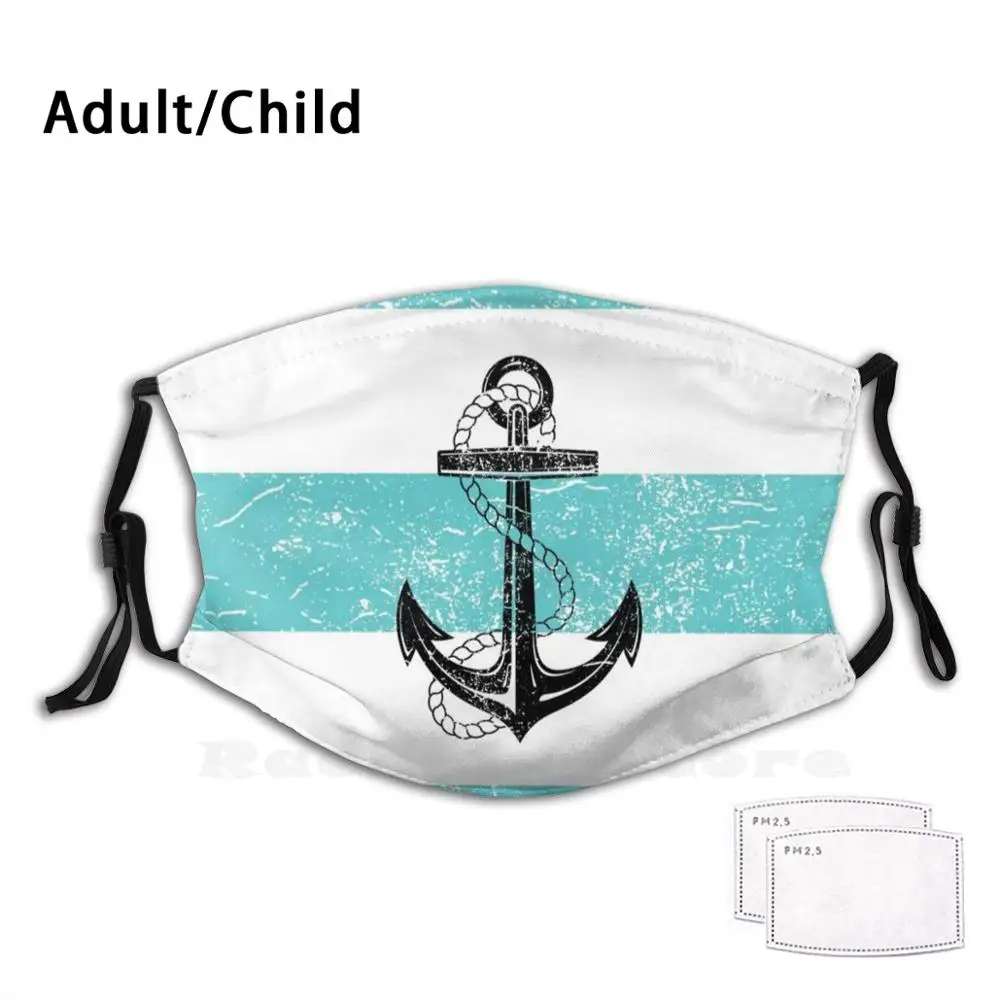 Vintage Anchor Beach Background Adult Kids Anti Dust filtro Pm2.5 maschera fai da te Old Ship Sail Summer Boat Sea Ocean Yatch Acqua Mar