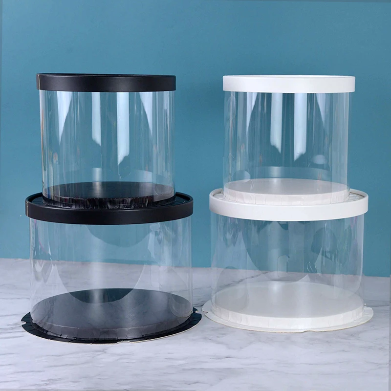 Clear Round Cake Box DIY Baking Dessert Flower Gifts Packing Box (without Ribbon) For Christmas Wedding Birthday Party Cake Case