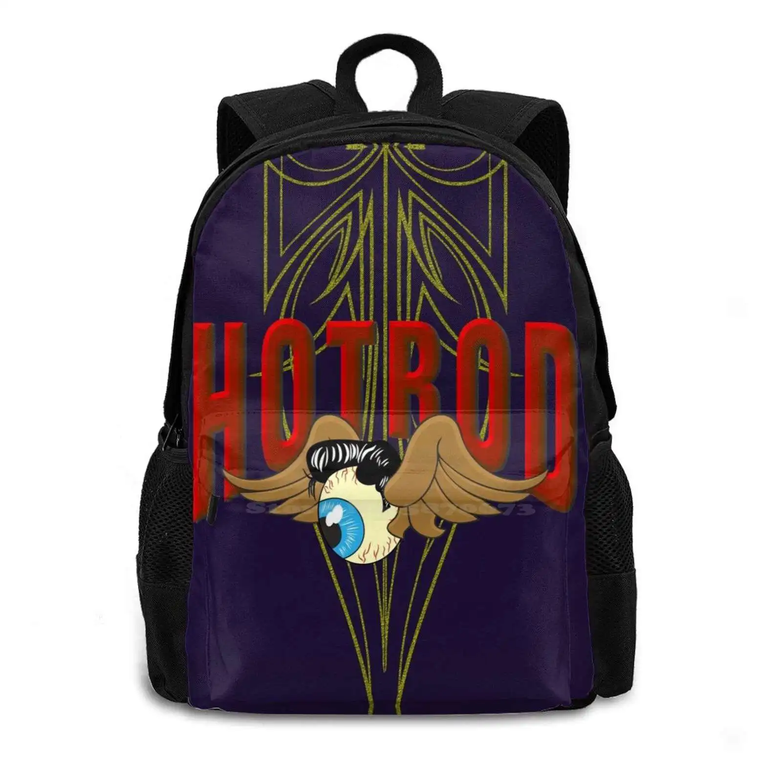 Flying Eyeball Hot Rod School Bag Big Capacity Backpack Laptop 15 Inch Pinstriping Pinstripe Flying Eyeball Toxico13 Hotrod