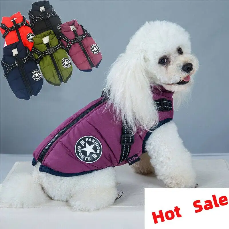 

Pet Harness Vest Clothes Puppy Clothing Waterproof Dog Winter Warm Pet Clothes Warm Jacket Thicker Cotton Coat For Small Dogs