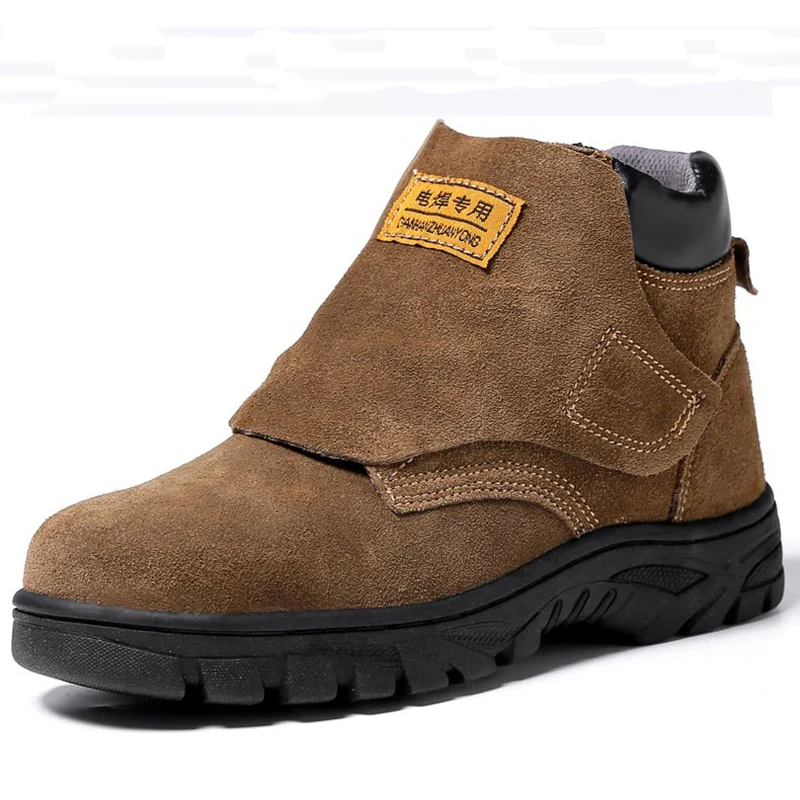 men\'s casual steel toe caps working safety boots cow suede leather welding shoes worker security tooling boot safe ankle botas