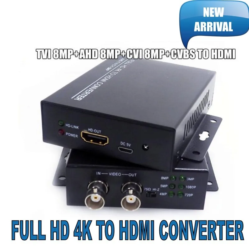 2019 Newest 4K 720/1080P HDC-ADH 4-in-1 Resolution supports CVI 8MP /TVI 8MP /AHD 8MP+CVBS to HDMI Converter security test