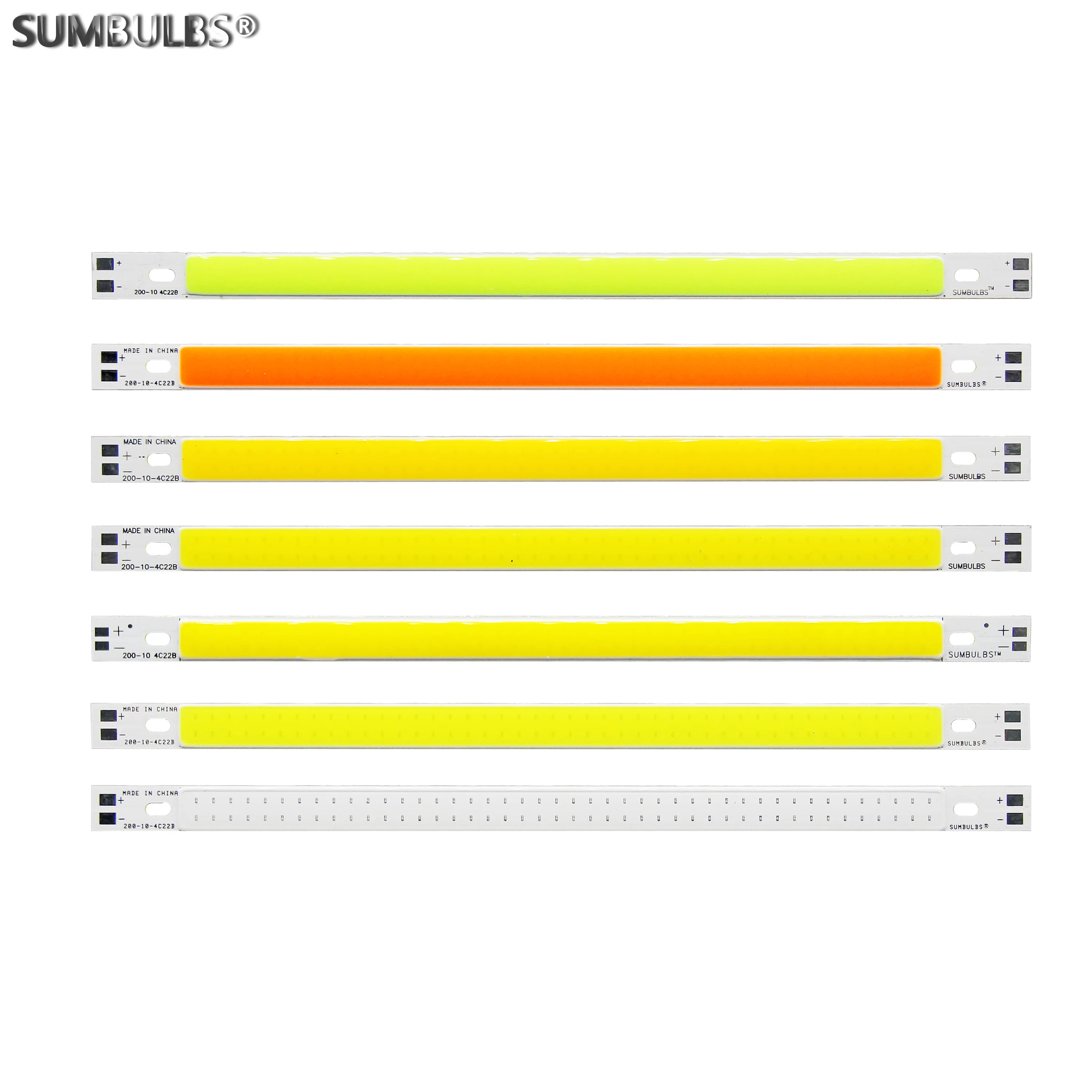 SUMBULBS 200*10mm DC 12V LED COB Bar Light Strip Source 10cm 10W Lamp Blue Green Red Warm Cool White Yellow LED 200mm COB Bulb