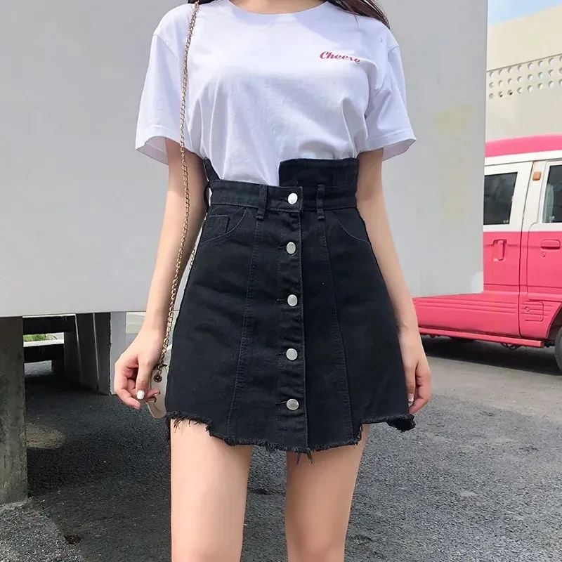 New Women Denim Mini Skirt Charm Fashion 2022 Summer High Waist Skirt Package Hip Sexy Jeans irregular Harajuku Cotton A-Skirt