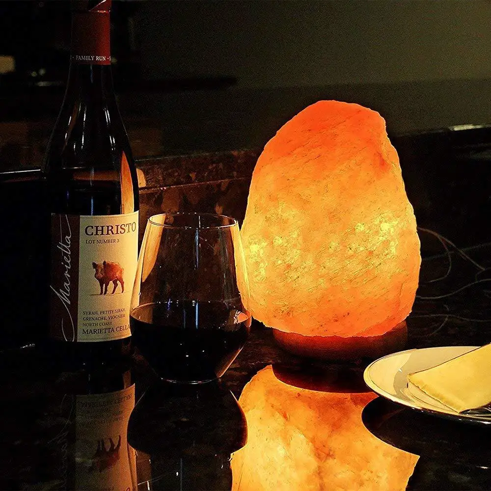 New High Efficiency Hand bedroom lamp Carved USB Wooden Base Himalayan Rock Salt Lamp Air Purifier Night Light gift small night