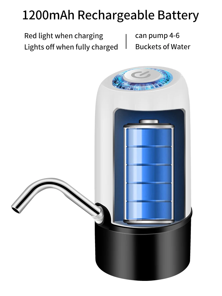 كبير شرب ديسبكاتم التلقائي الكهربائية زجاجة مياه مضخة USB شحن موزع مياه زجاجة مضخة مياه التبديل 1-5 جالون