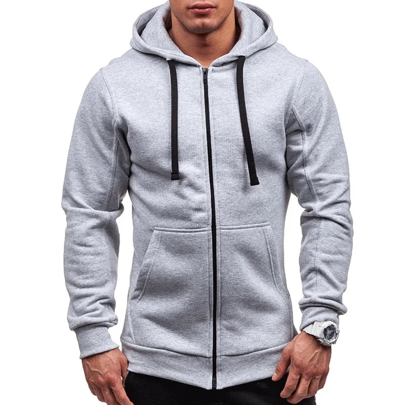 

Men's Hoodies Sweatershirt Fleece Running Jackets Zipper Slimming Sport Coats Men Drawstring Warm Hoody Sweatshirts Fitness Clot