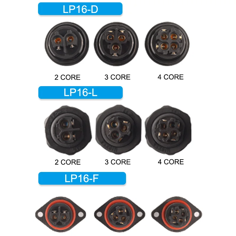 LP/SP16 IP68 Waterproof Wire Connector Screw Fixation No welding Electric Cable Connector Male Female plug&socket Set 2 3 4 Pin