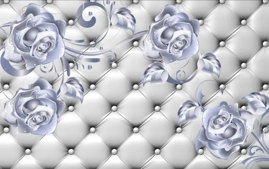

3d фрески, мягкие обои для гостиной с серебряными цветами