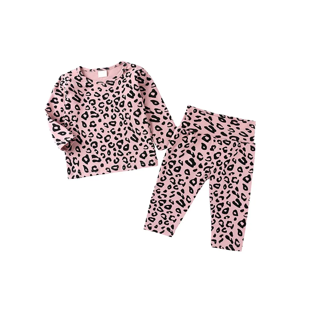 

Baby Boys Girls Pajamas Set Leopard High waist Sleepwear