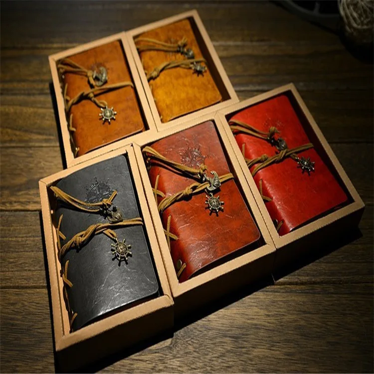 1pc sketch book NEW DELIVERY 10*15cm vintage leaf faux Leather pirate cover travel journal 5 colors notebook obn009