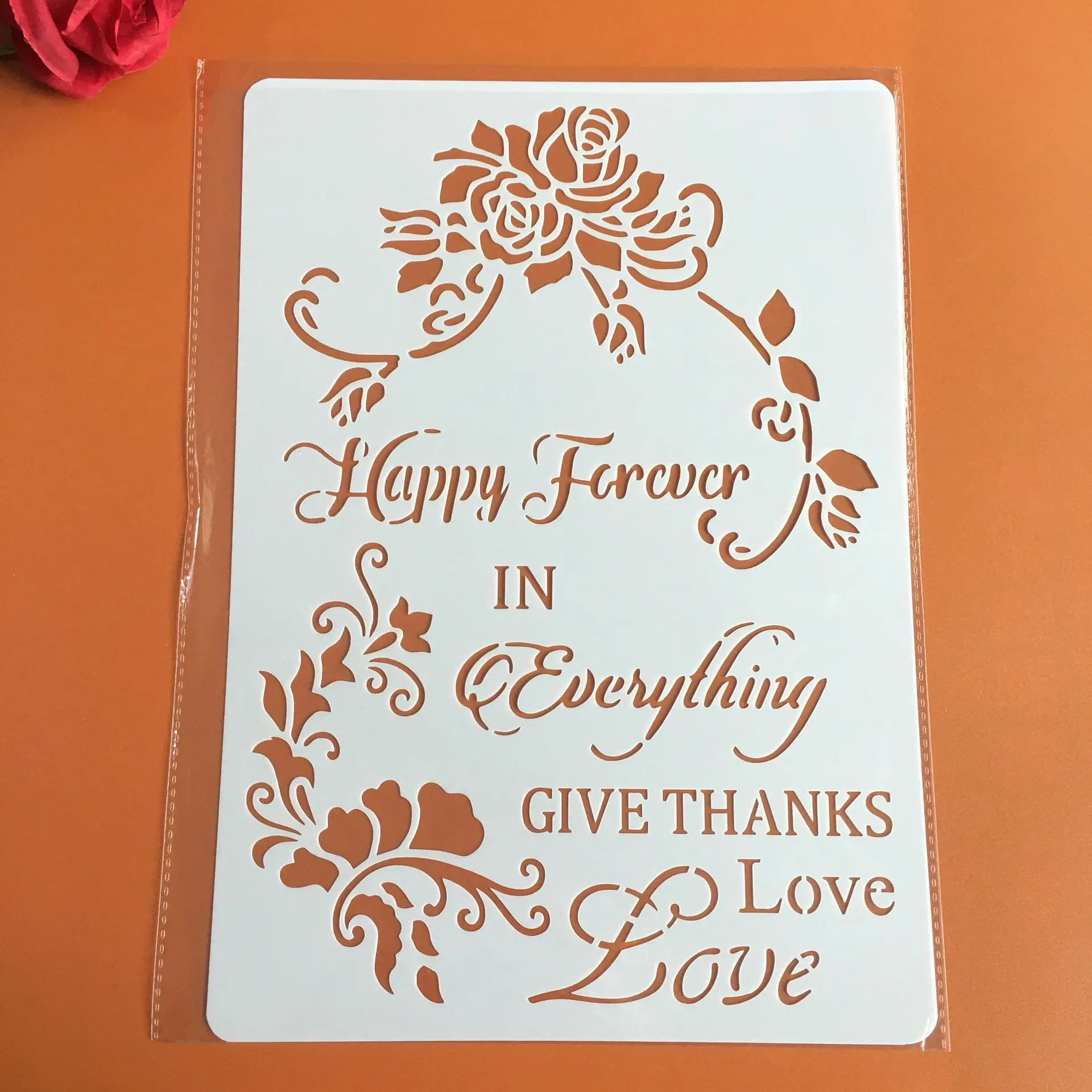 

Happy flowers love A4 29*21cm DIY Stencils Wall Painting Scrapbook Coloring Embossing Album Decorative Paper Card Template