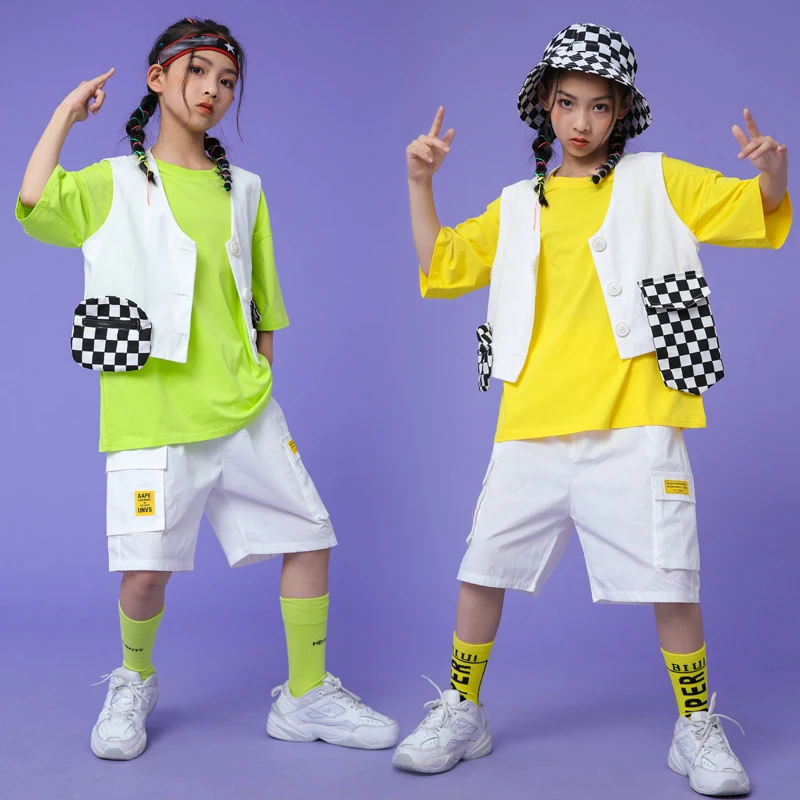 モダンなヒップホップダンススーツ,Tシャツタイドベスト,ヒップホップ,ジャズ,ストリート,DJ,フェスティバル,bl6895