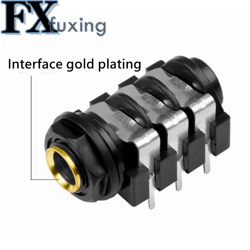 1 sztuk 1/4 "6.35mm Stereo gniazdo Audio łącze typu Jack 6.5mm PCB lutowane kątowe końcówki pierścień rękaw TRS interfejs złocenie