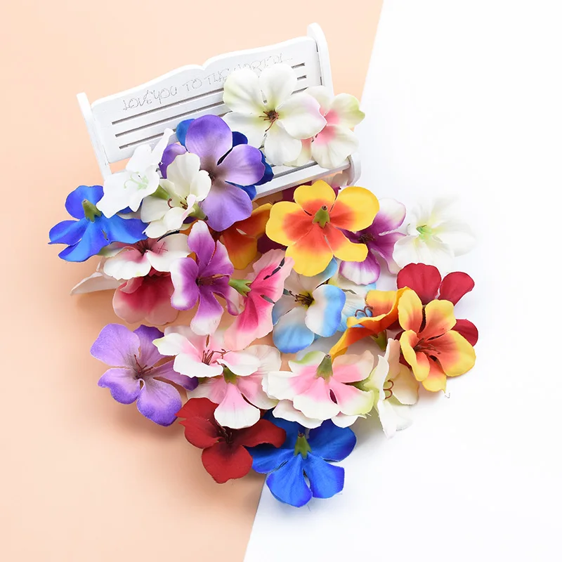 500pcs Orchid head for Wedding home decor Fake Cherry Scrapbooking Diy Gift box Brooch Flower wall Silk flowers Headwear Garland