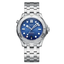 MATIC WATCH DIVER 200M 41mm PT5000 Mechanical Wristwatches Men's Watches [Blue Dial with Silver Insert]