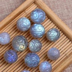 one piece carved round 12mm Labradorite nature for making jewelry necklace FPPJ wholesale loose beads