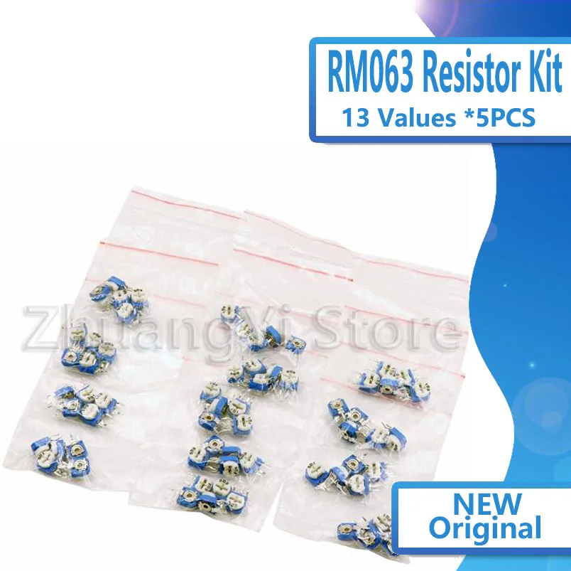 65pcs RM063 vertical blue white adjustable resistor kit 100 ohm -1M ohm 13 kinds * 5 PCS=65PCS