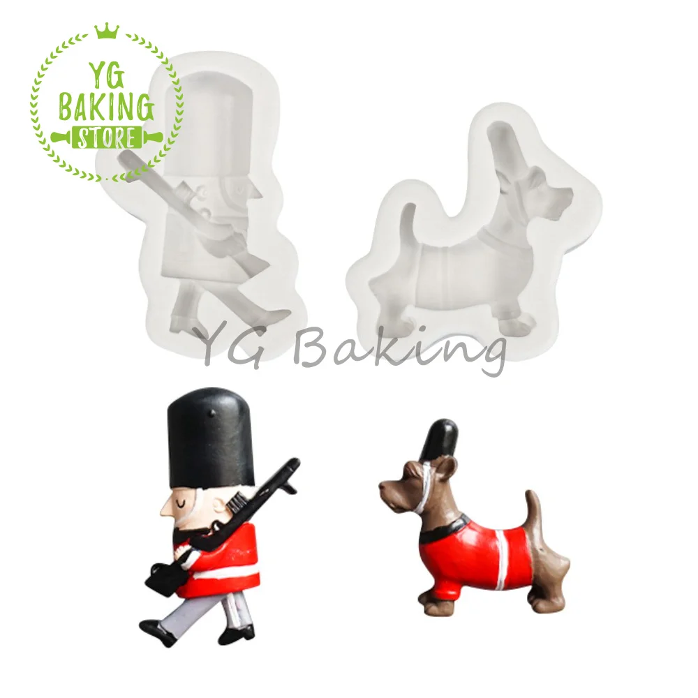 Dorica Mini Size Dog & Traditional Nutcracker Man Silicone Cake Mold Handmade Soap Mould Fondant Cake Decorating Tool Bakeware