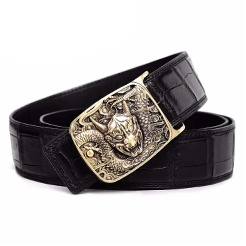 VVBrown  crocodile  business  men crocodile belt  brass  Plate buckles  male  belt  Smooth buckle  men belts male