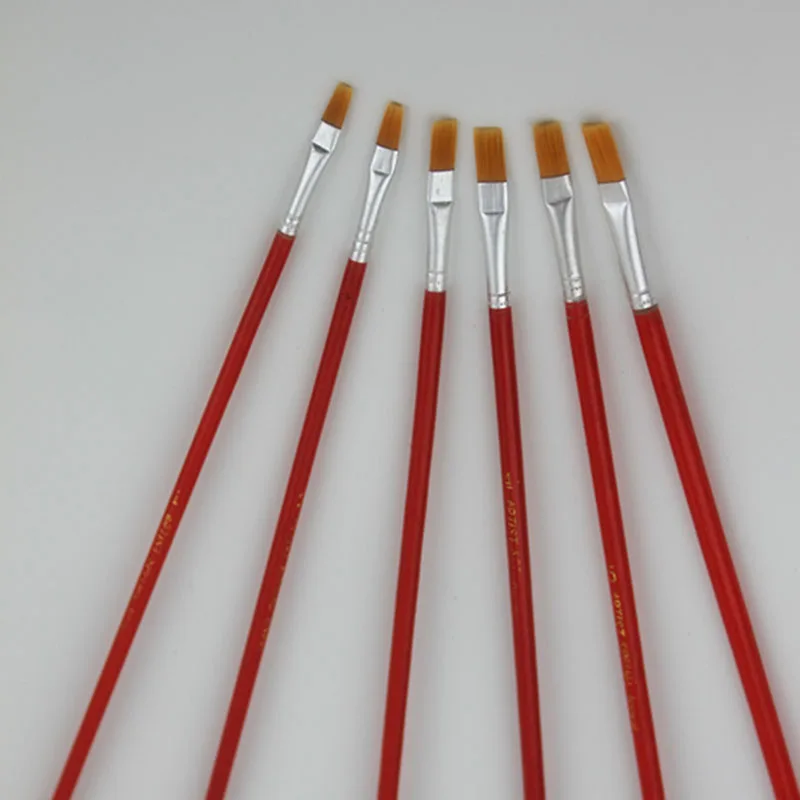 6 Pcs/Set Bristles Paint Brushes Paint Brushes Set for Art Acrylic Gouache Oil Watercolor Artist Canvas Synthetic Nylon Tips