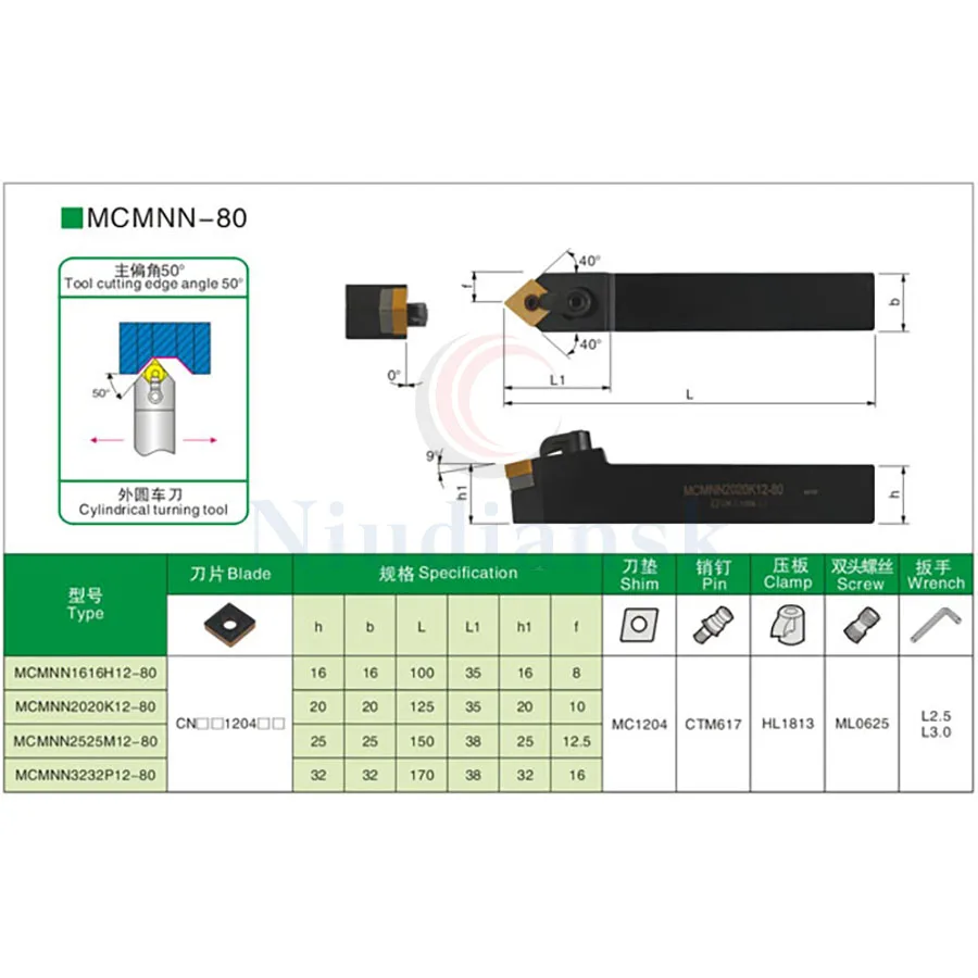 Inserts en carbure MCMNN1616H12-80 MCMNN2020K12-80 CNC, outils de tour, porte-outil externe, combinaison de tournage MCMNN2525M12-80, 10 pièces, CNMG1204
