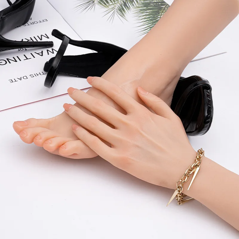 Simulation Silicone Hand & Foot Model American Female Supermodel Nail Art Manicure Painting Shooting Display Showing Shelf