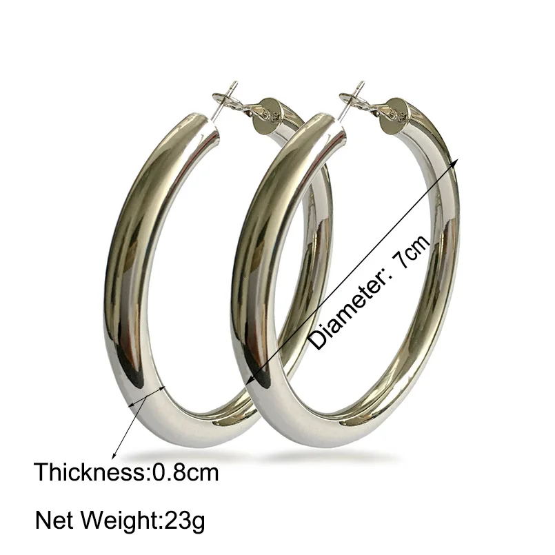 Large big Chunky thick hoop earrings for women night club party hyperbole earrings 70mm free shipping jewelry 2021