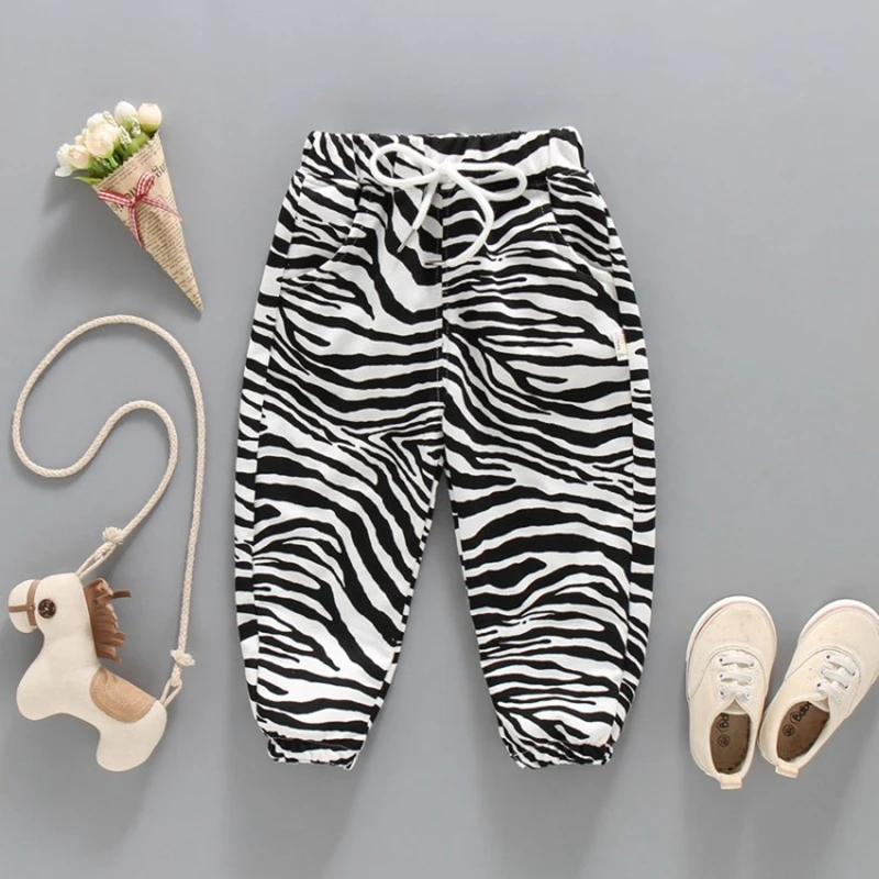 CROAL CHERIE Spring Autumn Children Pants for Girls Casual Zebra pattern Pants for Kids Child Trousers Kids Pants 90-130cm