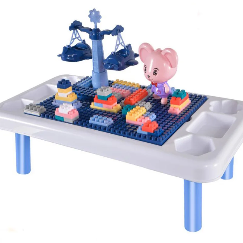 

New Multifunctional mini Table Building Blocks Game Desk DIY Assembly Bricks Early Education Toys For Kids Birthday Gift