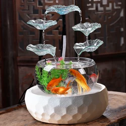 Creative Fish Tank Water Fountain Living Room TV Cabinet Decoration Desktop Circulating Waterscape Small Decorations