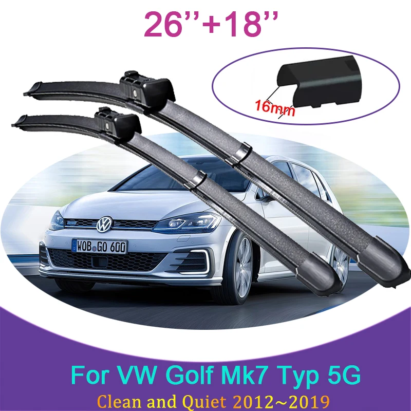 

for VW Golf Mk7 Typ 5G 2012~2019 2013 2014 Frameless Rubber Wiper Snow Scraping Front Windshield Brushes Car Accessories Sticker