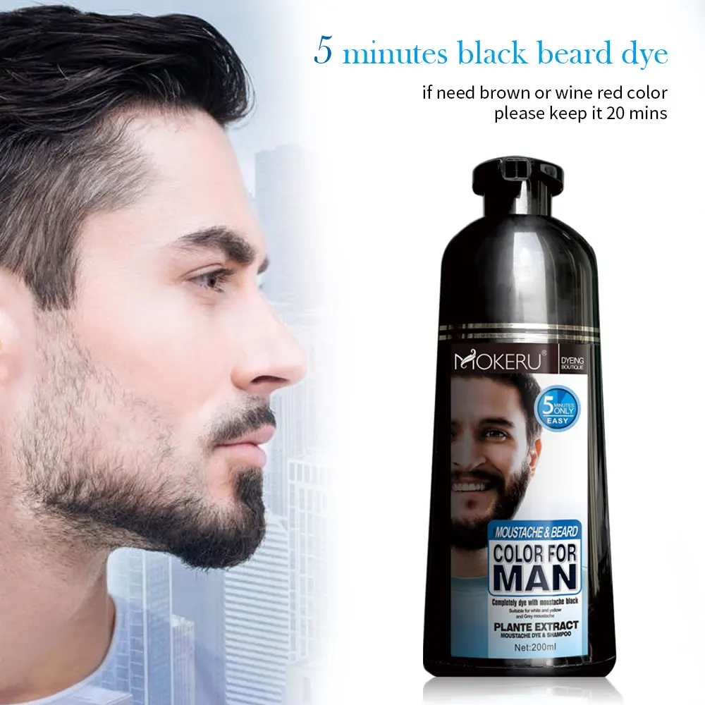 

Mokeru 2pcs/Lot Natural Permanent Beard Dye Black Hair Shampoo Herbish color Black shampoo