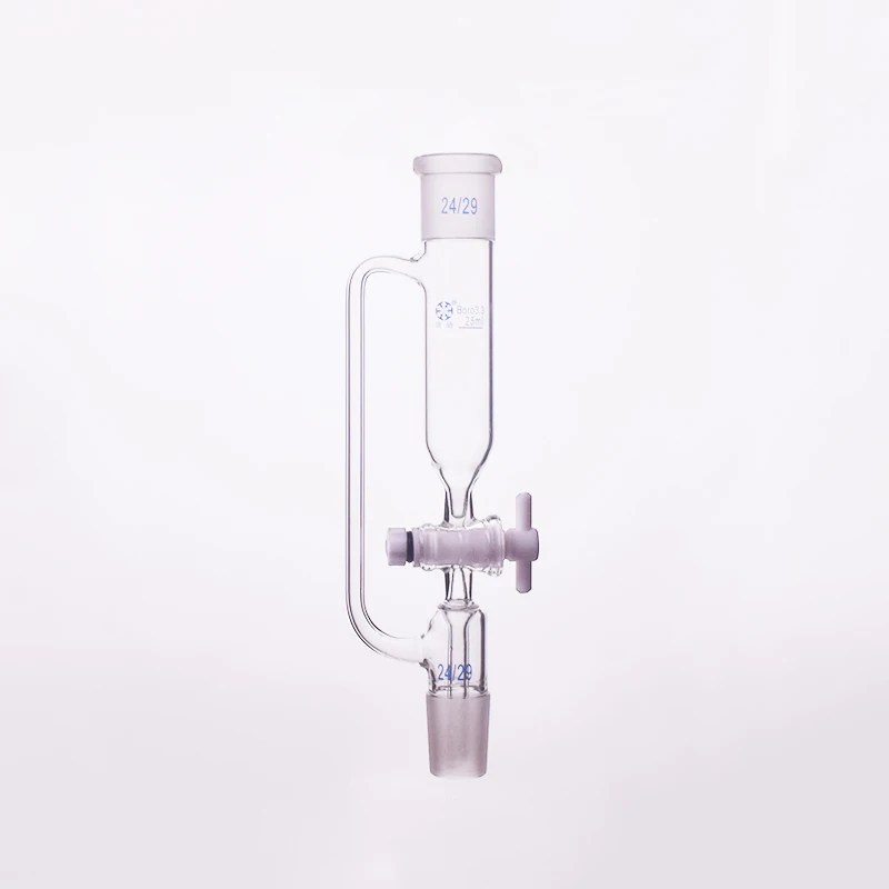 Separatory funnel constant pressure cylindrical shape,standard ground mouth.Capacity 25ml,Joint 24/29,PTFE switch valve