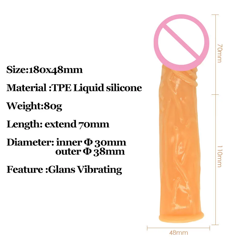 18CM Reusable Condoms Penis Extender Sleeve Delay Ejaculation Crystal Condom Sex Toys For Men Intimate Goods Sex Products