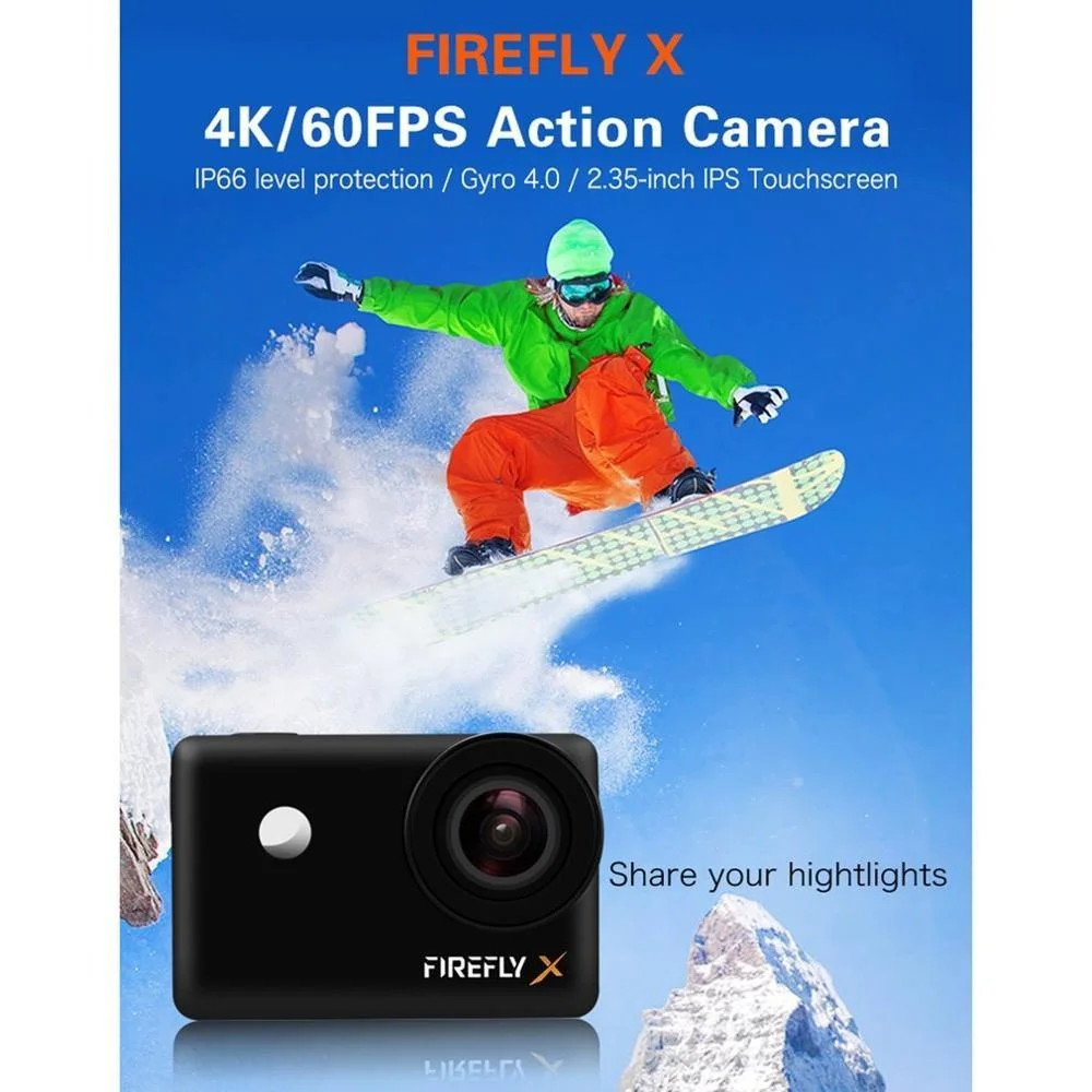 새로운 Hawkeye Firefly X Firefly XS 액션 카메라, 터치 스크린 4K 90/170 도 블루투스 7X 줌 FPV 스포츠 액션 캠