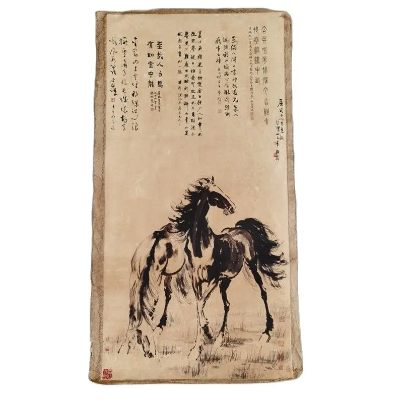 

Chinese Old Scroll Xu Beihong - Shuangma Rice Paper Painting Slice