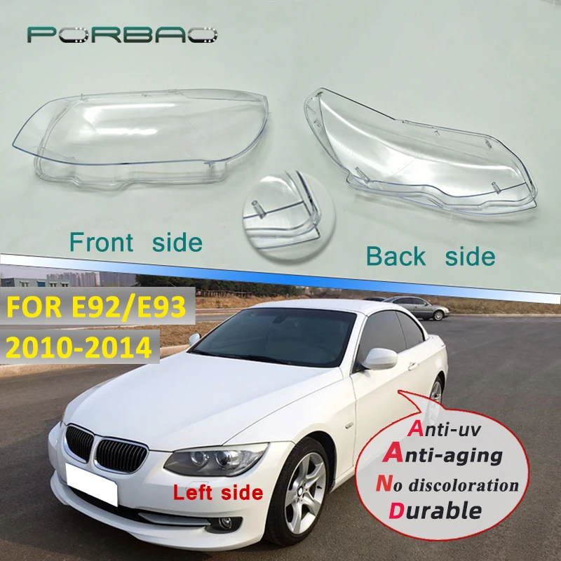 Headlight Transparent Glass Lens Cover for BNW E92 E93 Car Accessrioes Front Lampshade Replacement Clear Shell 2010-2014 DIY