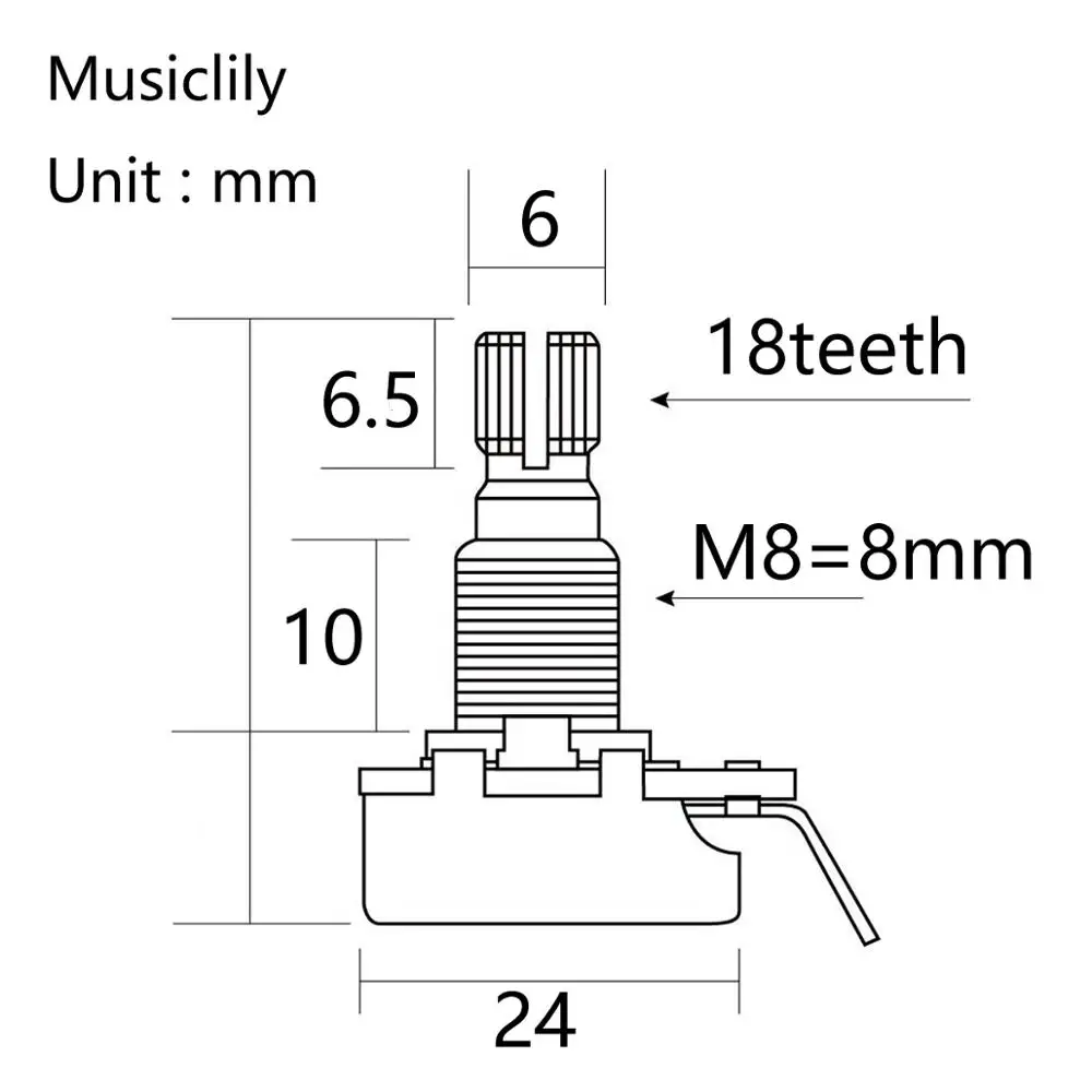 Alpha Full Metric Sized Split Shaft Control Pots Audio Taper B500K Potentiometers for Guitar (Set of 4)