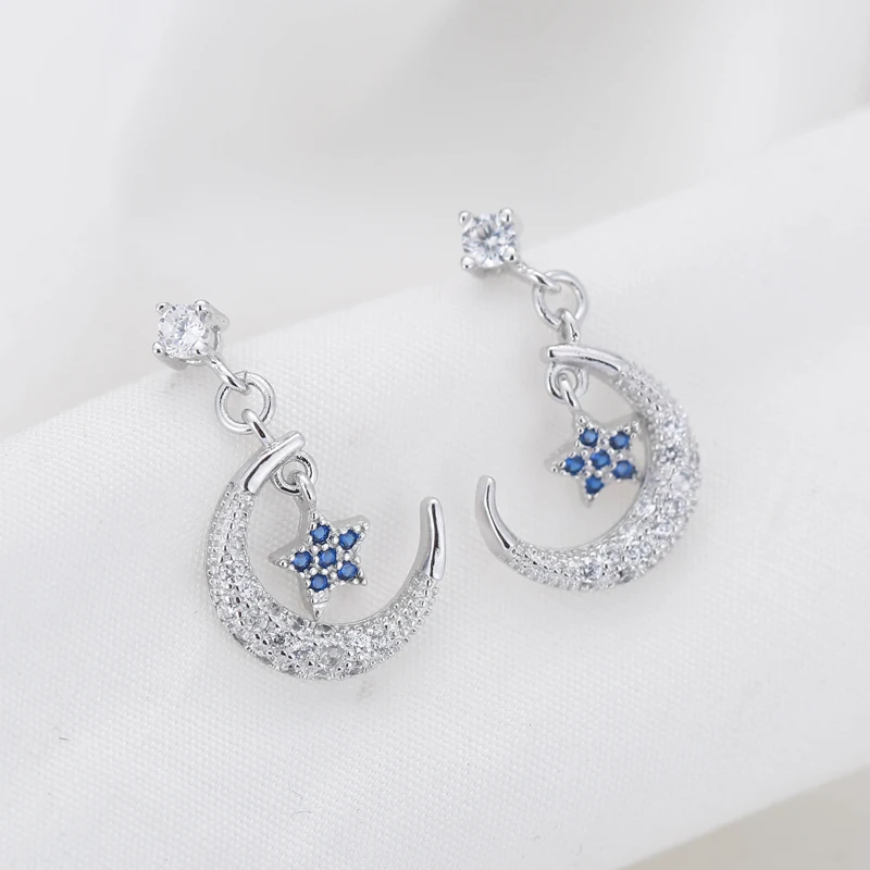 REETI-pendientes de plata esterlina 925 para mujer, aretes de estrella y Media Luna, nueva tendencia, joyería de moda para mujer 2018