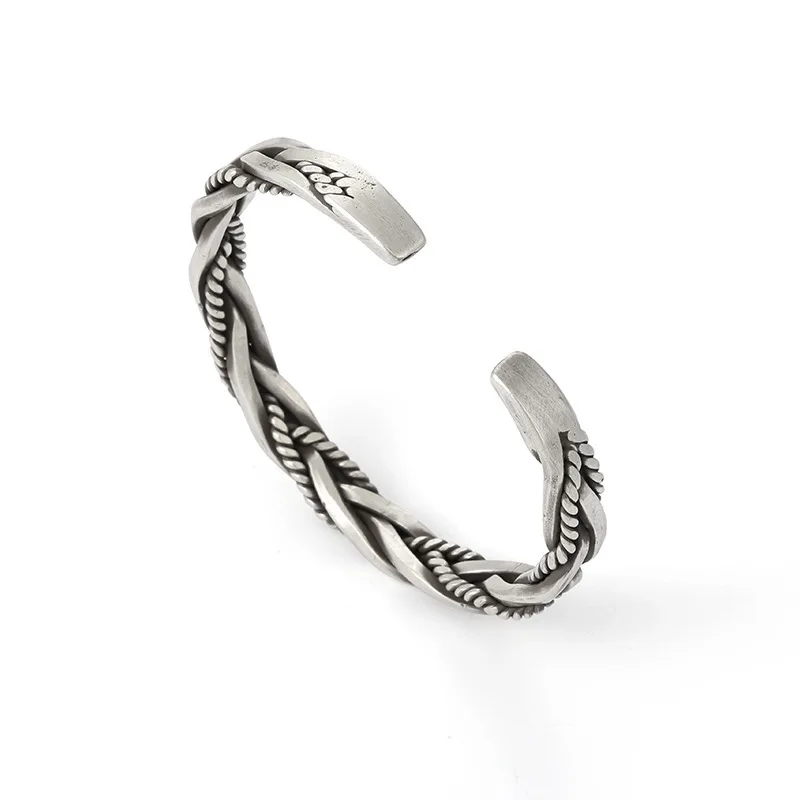 QMCOCO Vintage Punk Silver Color Bracelet For Women And Man New Fashion Creative Twist Weaving Thai Silver Party Jewelry Gifts