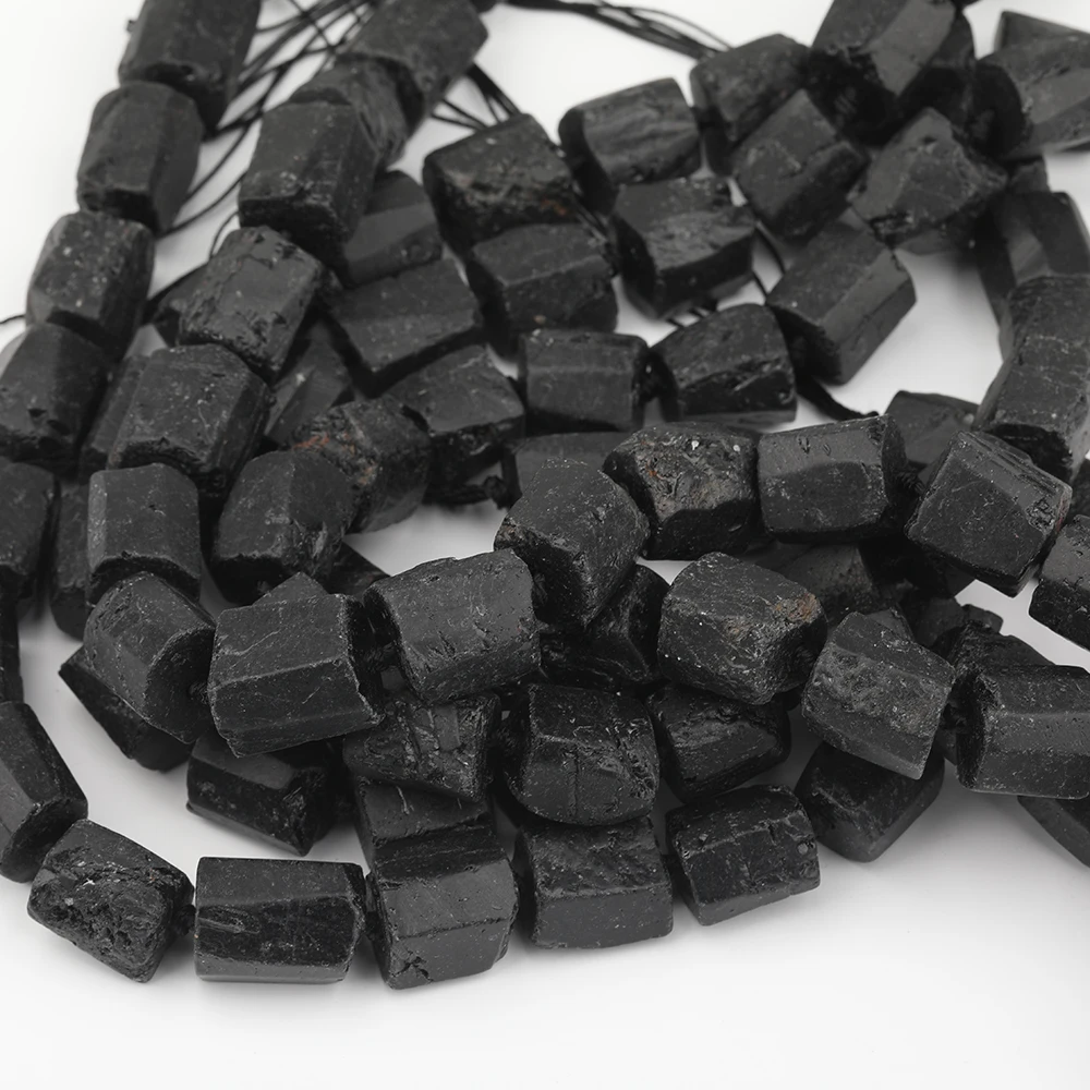 Aprox 20 pçs/strand natural preto turmalina pedra cilindro nugget espaçador grânulos para diy pulseira colar fazer jóias