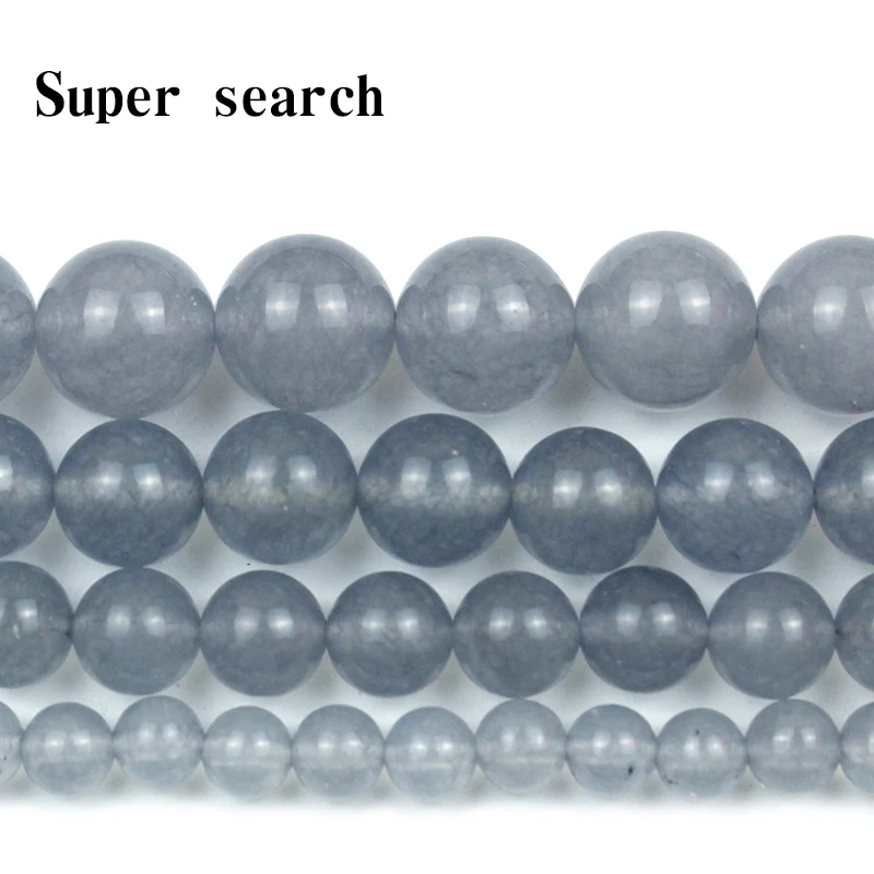 Natural Gray Chalcedony Stone Scattered Round Beads For Jewelry Making DIY Bracelet Necklace Earring Woman 6 8 10 12 MM Strand