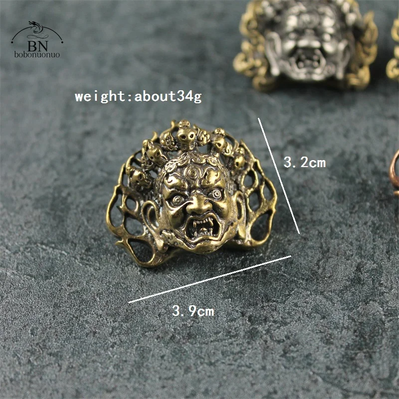 DIY Angry Buddha Skull Face Brass Screws Rivet Button Leather Bag Wallet Chains Garment Decorations Punk Retro Buckles Connector